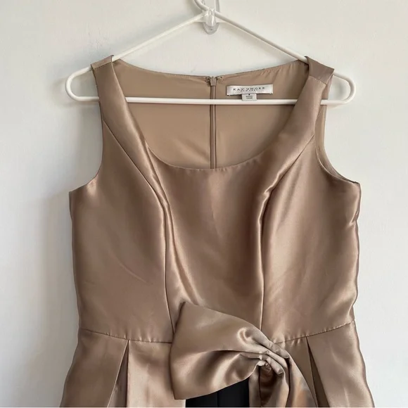 Kay Unger Sophie Jumpsuit Light Gold Dress Black Pants Sleeveless Formal Gown 8 - Picture 5 of 12